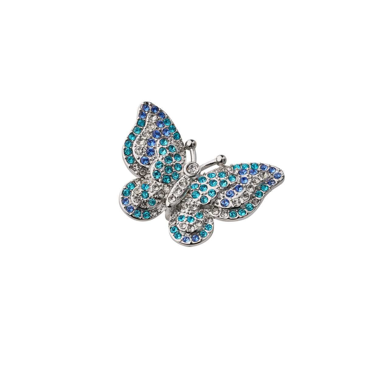 Butterfly with blue and white crystals