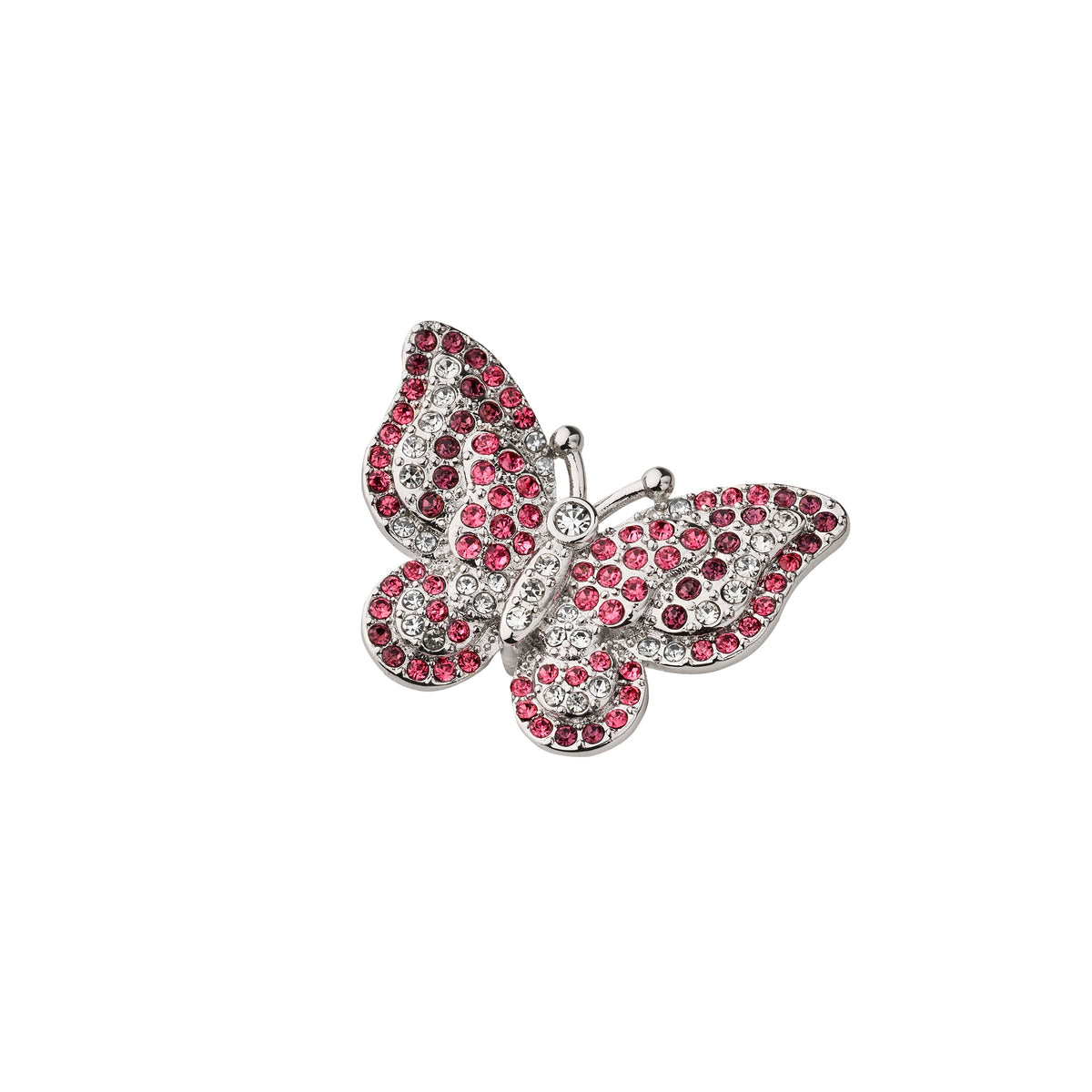 Papillon avec cristaux roses et blancs