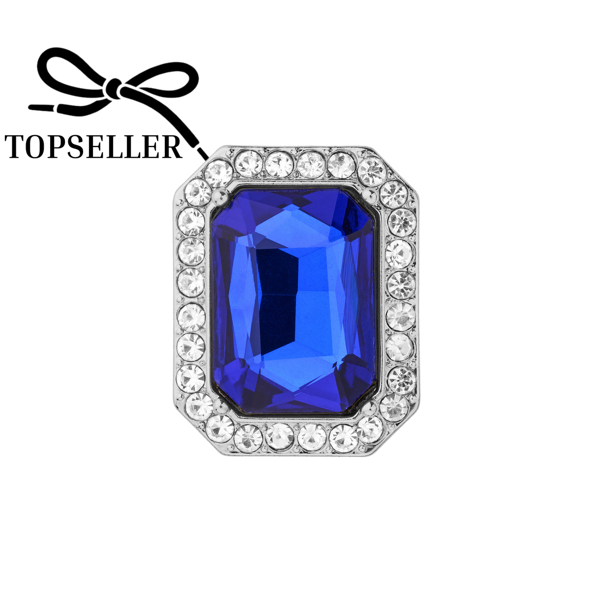 Emerald with blue glass stone and white crystals