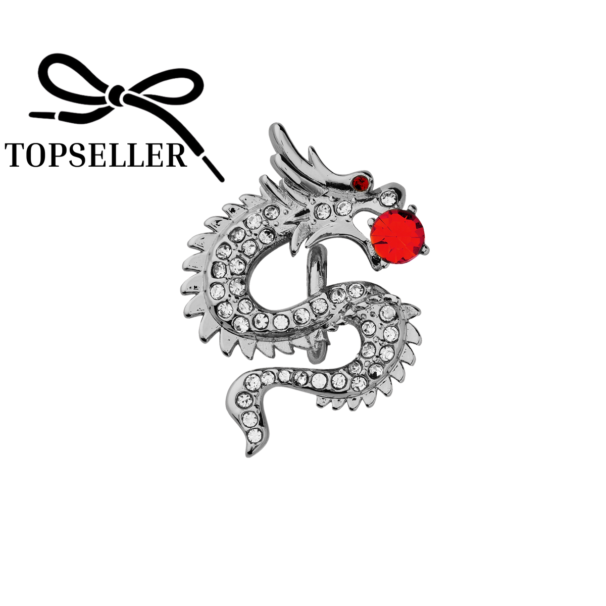 Dragon with white, orange and red crystals