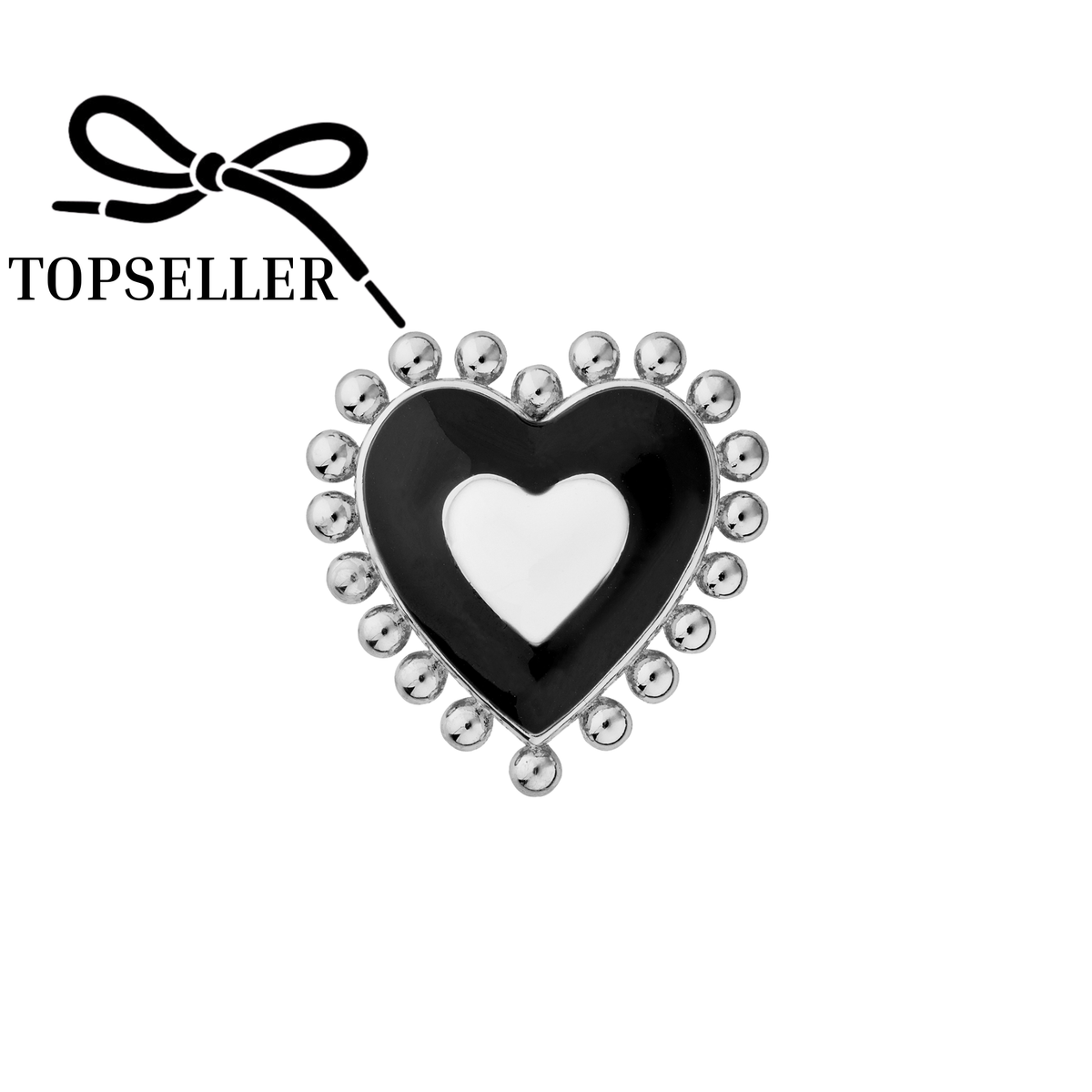 Heart with black and white enamel