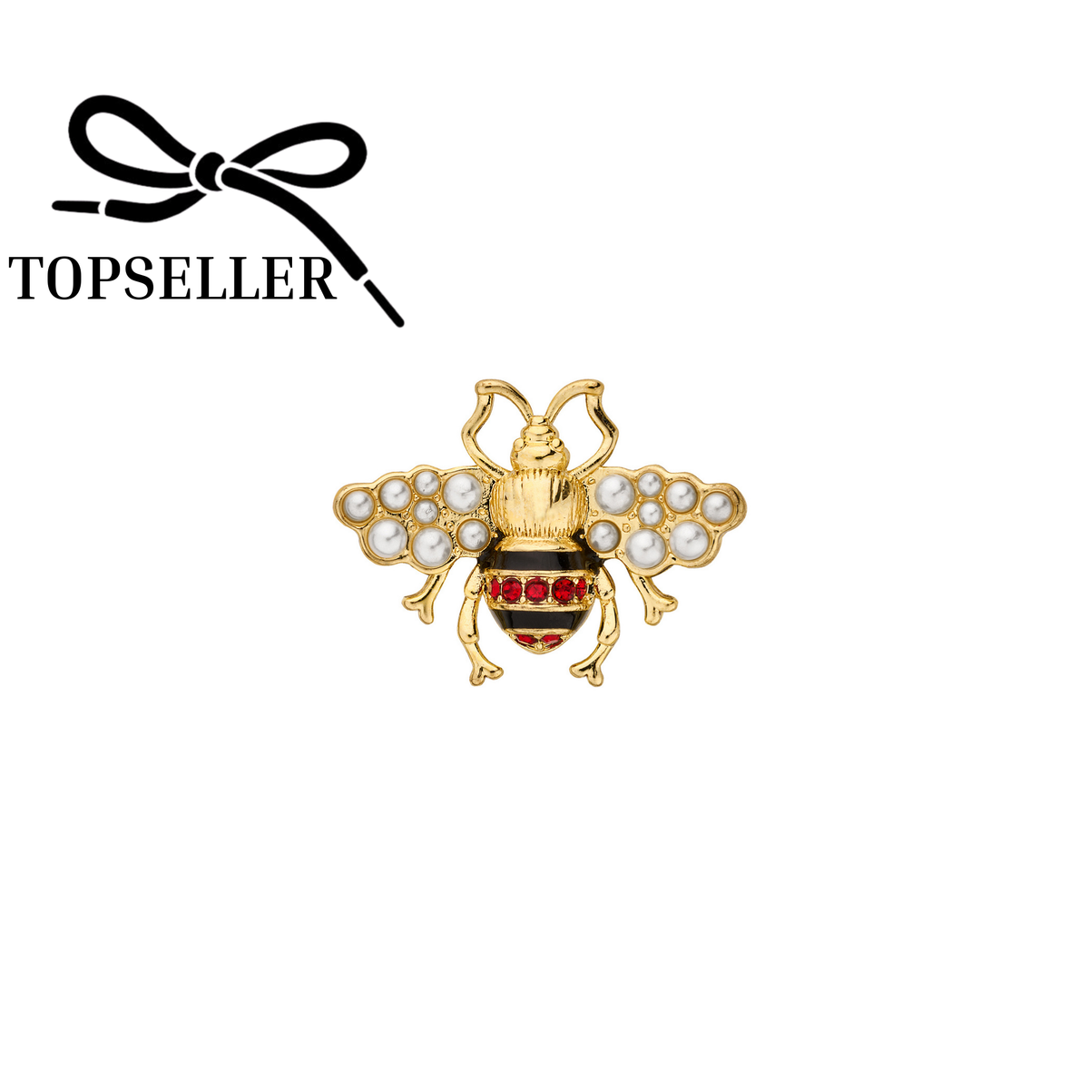 Small bee with pearls and black enamel