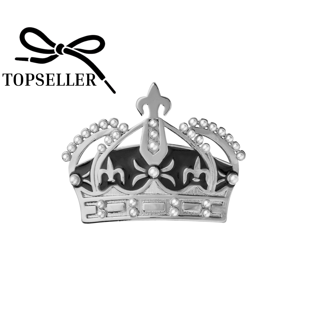 Crown with synthetic pearls and black enamel