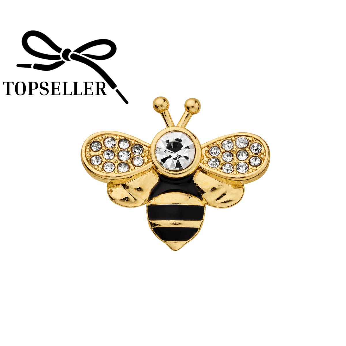 Bee with crystals and black enamel